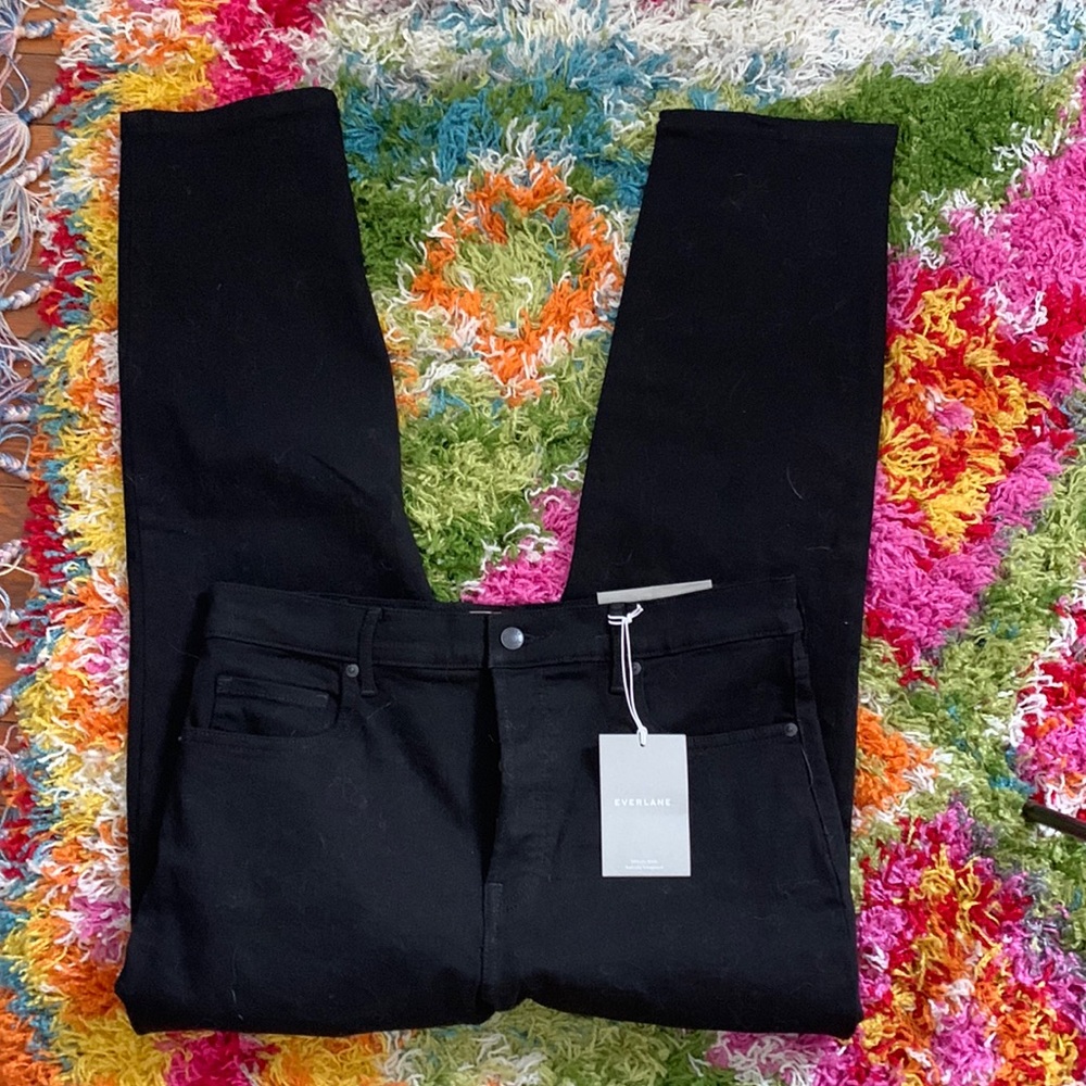 Everlane NWT high rise slim straight black jeans